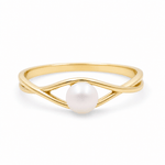 14K Yellow Gold Diamond Cut Pearl Fashion Women's Ring - Miral Jewelry