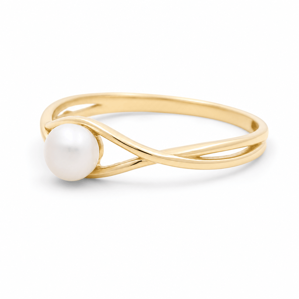 14K Yellow Gold Diamond Cut Pearl Fashion Women's Ring - Miral Jewelry