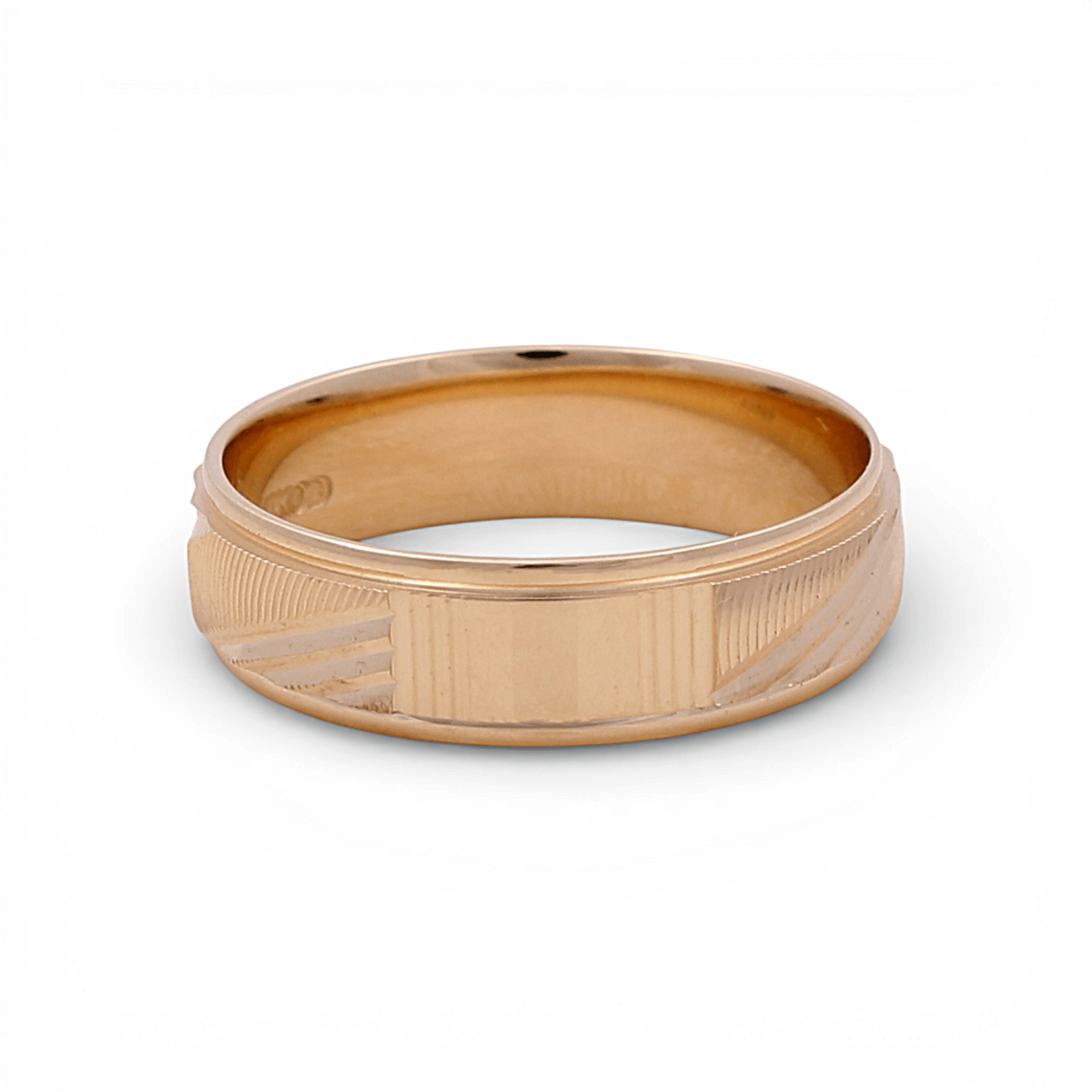 14K Yellow Gold Diamond Cut Wedding Band Ring - Miral Jewelry