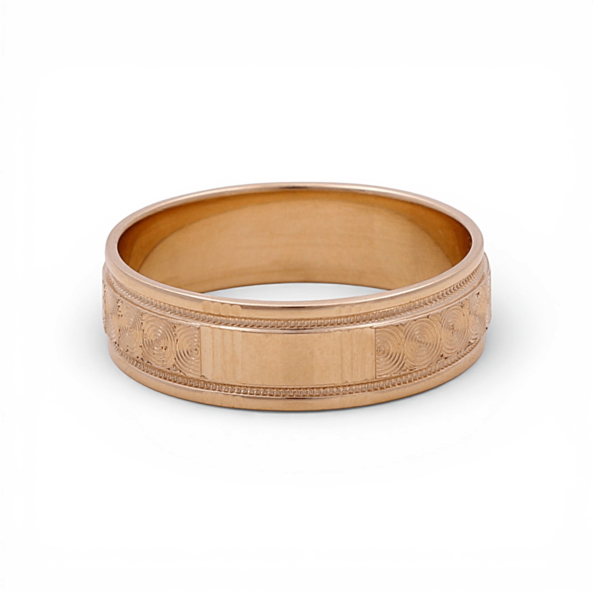 14K Yellow Gold Diamond Cut Wedding Band Ring - Miral Jewelry