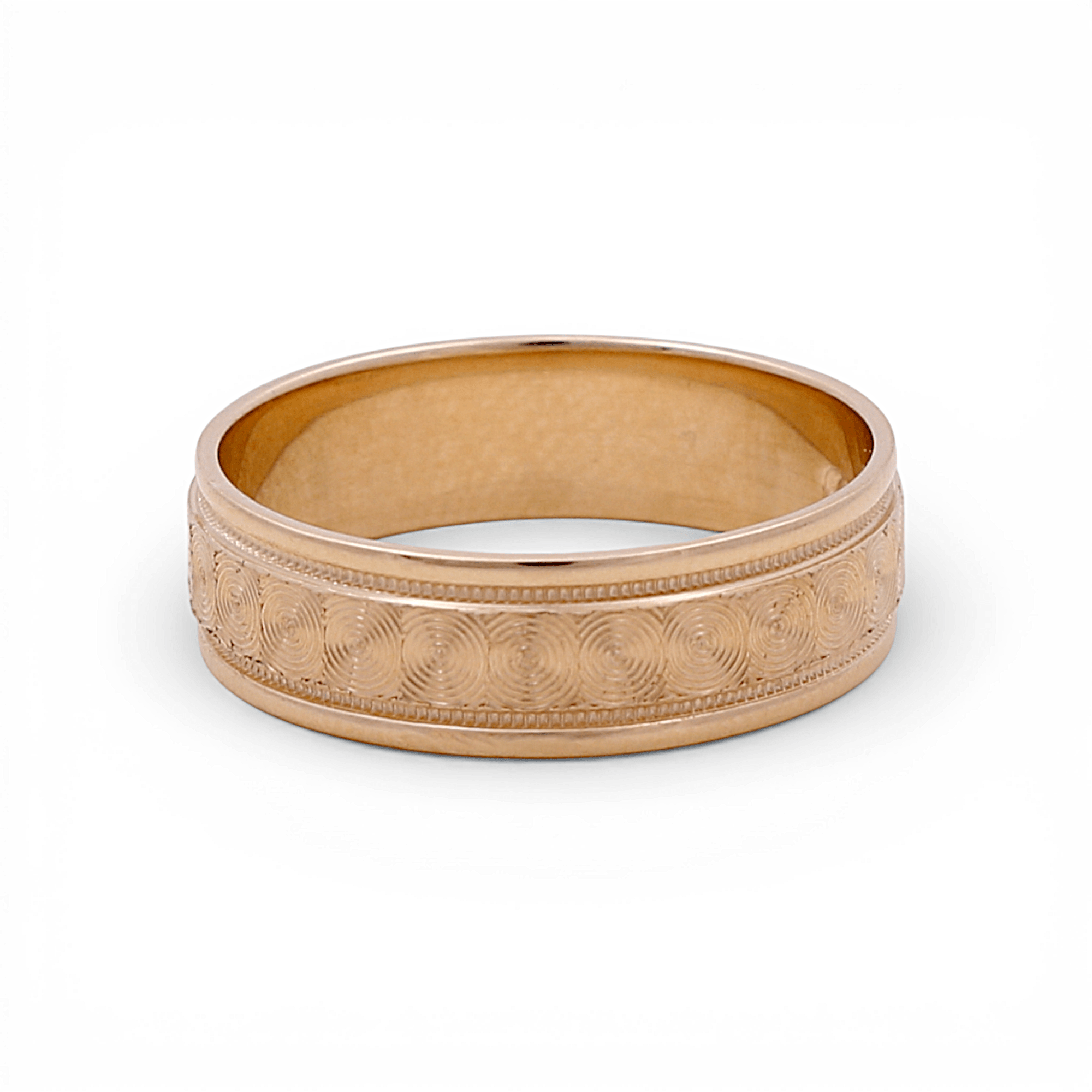 14K Yellow Gold Diamond Cut Wedding Band Ring - Miral Jewelry