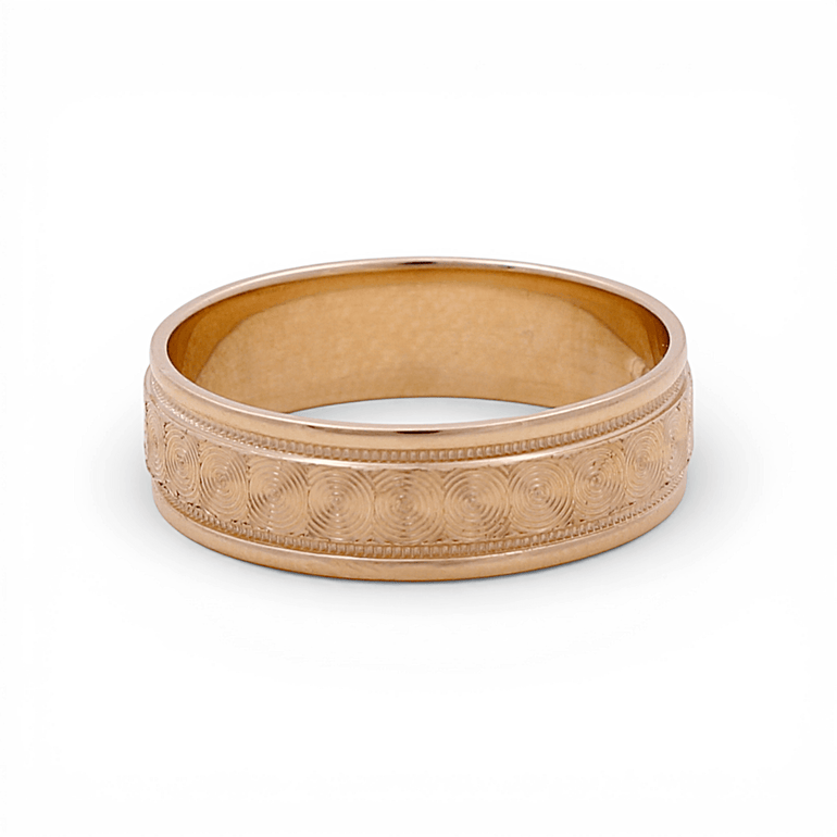 14K Yellow Gold Diamond Cut Wedding Band Ring - Miral Jewelry