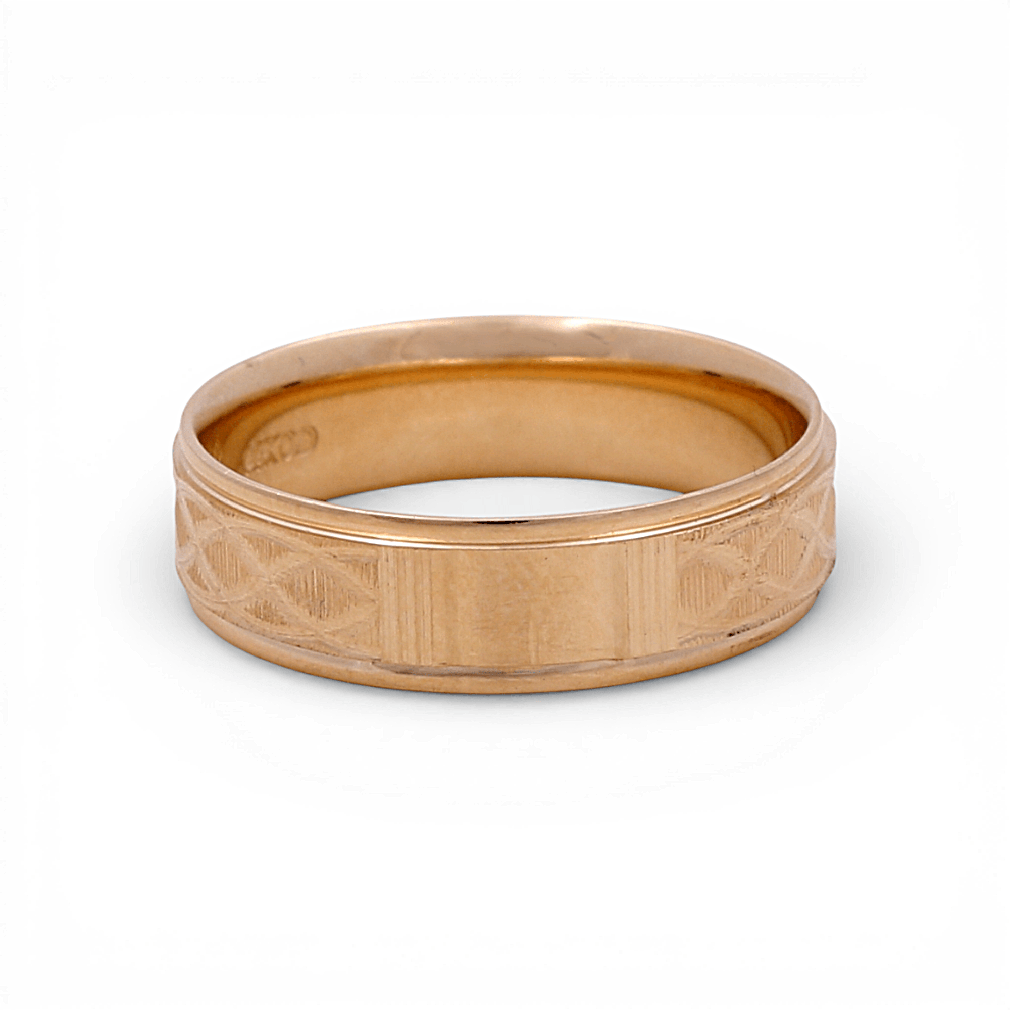 14K Yellow Gold Diamond Cut Wedding Band Ring - Miral Jewelry