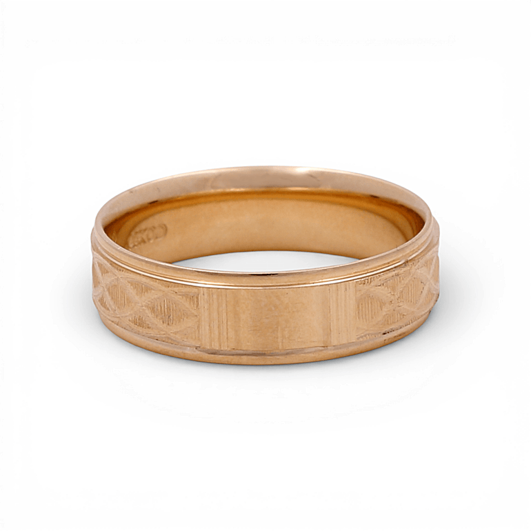 14K Yellow Gold Diamond Cut Wedding Band Ring - Miral Jewelry