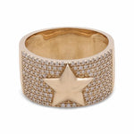 14K Yellow Gold Diamond Fashion Woman Ring with Star - Miral Jewelry