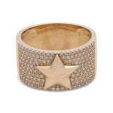 14K Yellow Gold Diamond Fashion Woman Ring with Star - Miral Jewelry