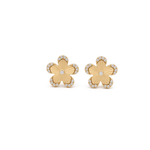 14K Yellow Gold Diamond Flower Earrings – 0.09 ct tw - Miral Jewelry