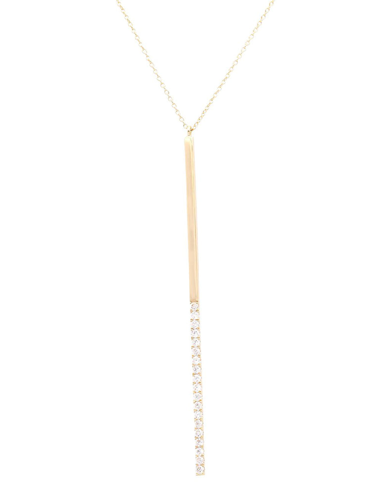 14k Yellow Gold Diamond Necklace 18" with 0.47Tw Round Diamonds - Miral Jewelry