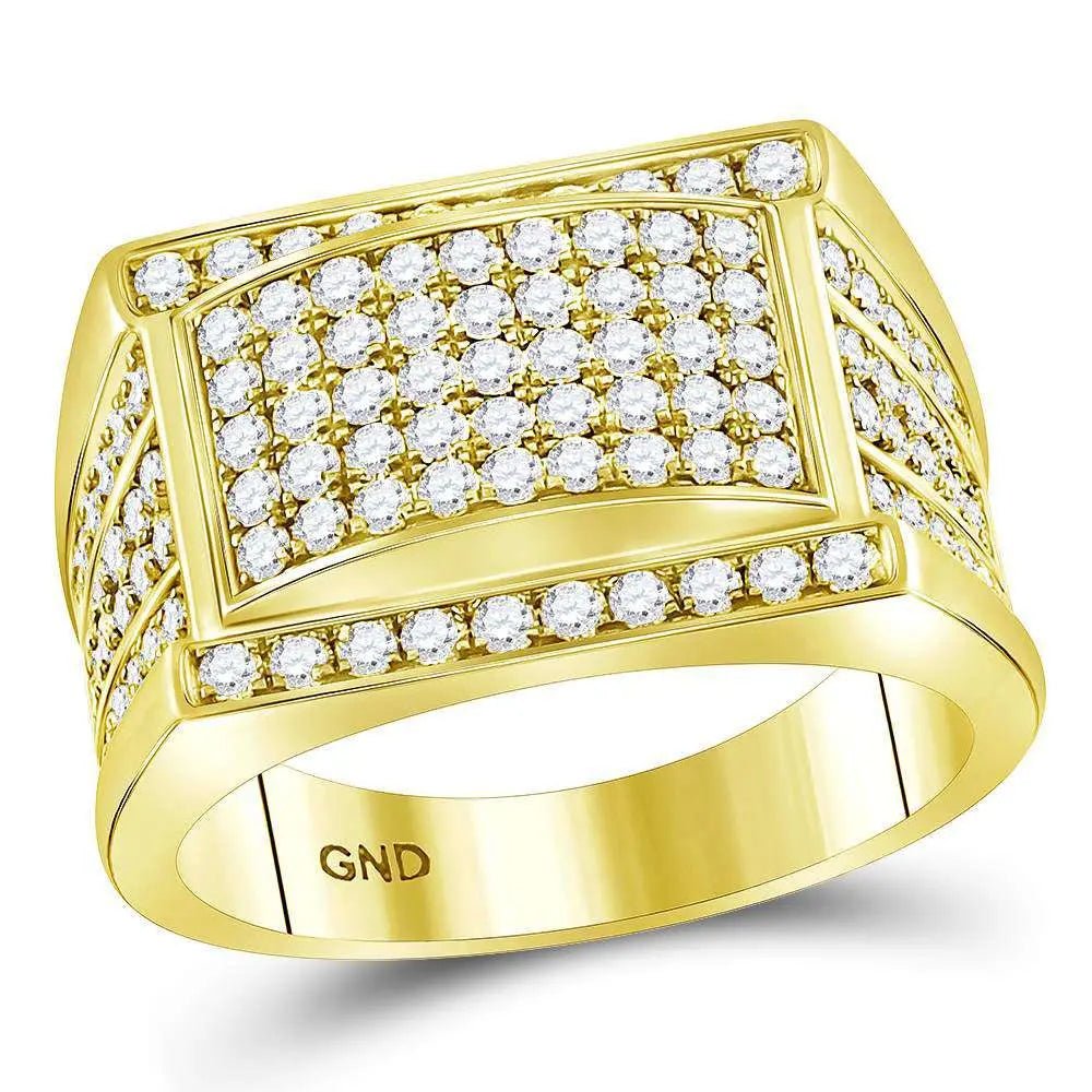 14K Yellow Gold Men's Pavé Diamond Ring 2.00 ct tw