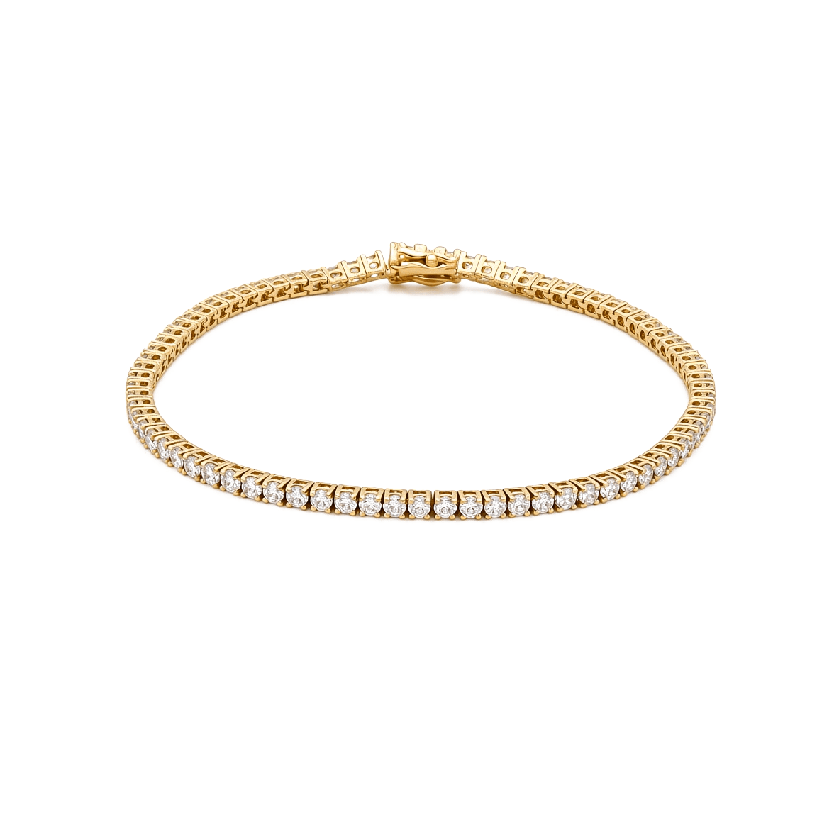 14K Yellow Gold Diamond Tennis Bracelet – 3.68 ct tw, 7" - Miral Jewelry
