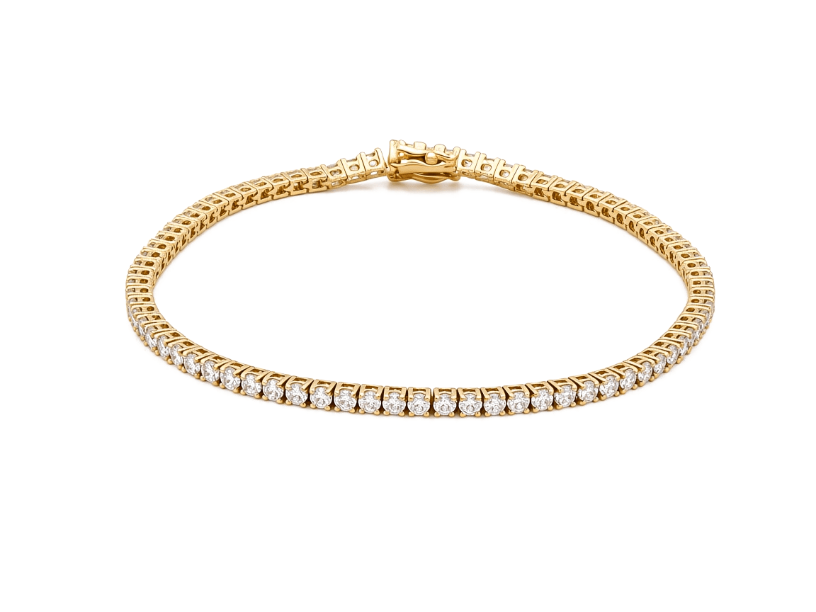 14K Yellow Gold Diamond Tennis Bracelet – 3.68 ct tw, 7" - Miral Jewelry
