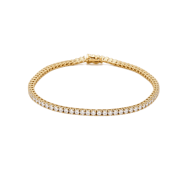 14K Yellow Gold Diamond Tennis Bracelet – 3.68 ct tw, 7" - Miral Jewelry