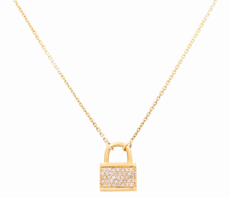 14K Yellow Gold Diamond Women's Necklaces with 0.12Tw Round Diamonds - Miral Jewelry