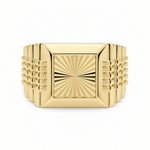 14k Yellow Gold Diamont Cut Square Fashion Ring Men's - Miral Jewelry