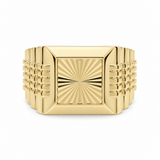 14k Yellow Gold Diamont Cut Square Fashion Ring Men's - Miral Jewelry