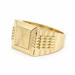 14k Yellow Gold Diamont Cut Square Fashion Ring Men's - Miral Jewelry