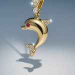 14K Yellow Gold Dolphin Women's Pendant - Miral Jewelry