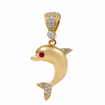 14K Yellow Gold Dolphin Women's Pendant - Miral Jewelry