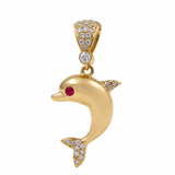 14K Yellow Gold Dolphin Women's Pendant - Miral Jewelry