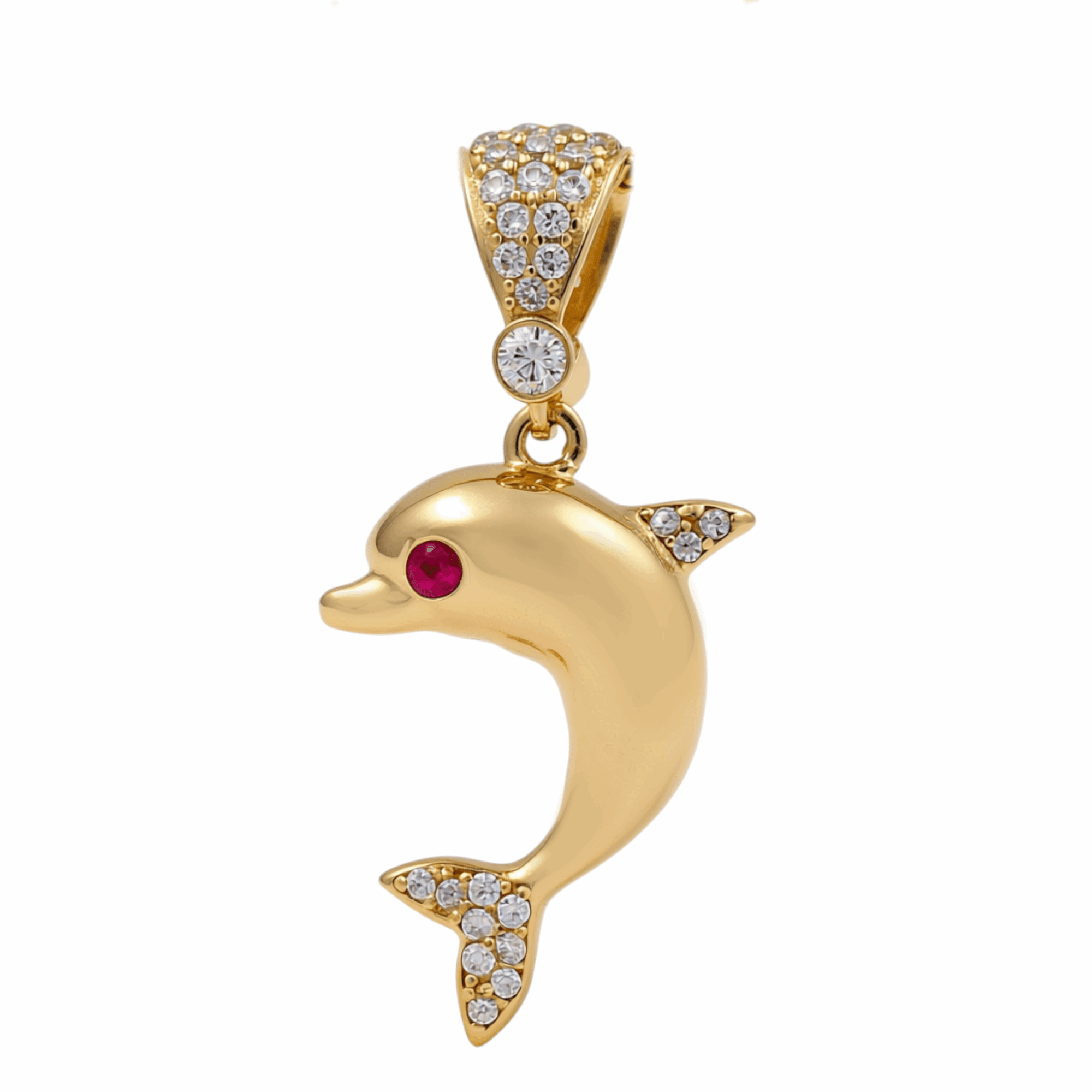 14K Yellow Gold Dolphin Women's Pendant - Miral Jewelry