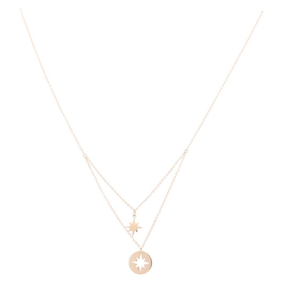 14K Yellow Gold Double Fashion Women's Necklace - Miral Jewelry