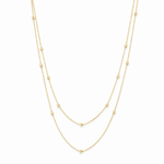14K Yellow Gold Double-Strand Bead Station Necklace 17-18in