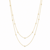 14K Yellow Gold Double-Strand Bead Station Necklace 17-18in