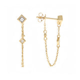 14K Yellow Gold Drop Diamond Earrings with 0.28Tw Round Diamonds - Miral Jewelry