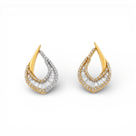 14K Yellow Gold Drop Diamond Earrings with 0.43Tw Round Diamonds and 0.45Tw Baguette Diamonds - Miral Jewelry