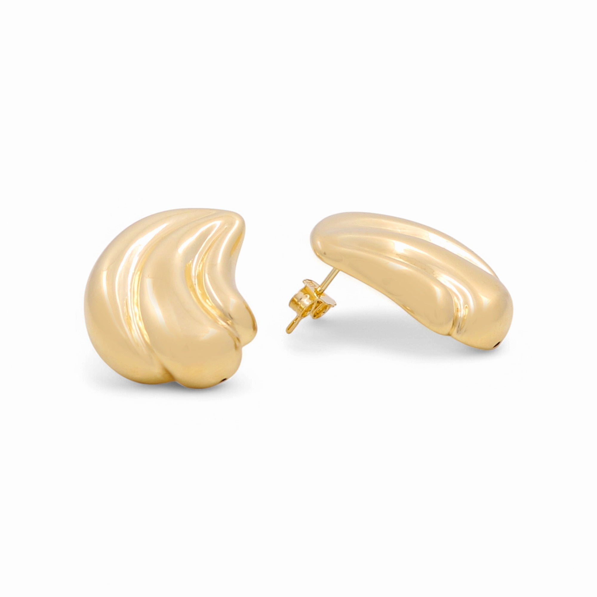 14K Yellow Gold Sculpted Wave Earrings 3 g – view 2