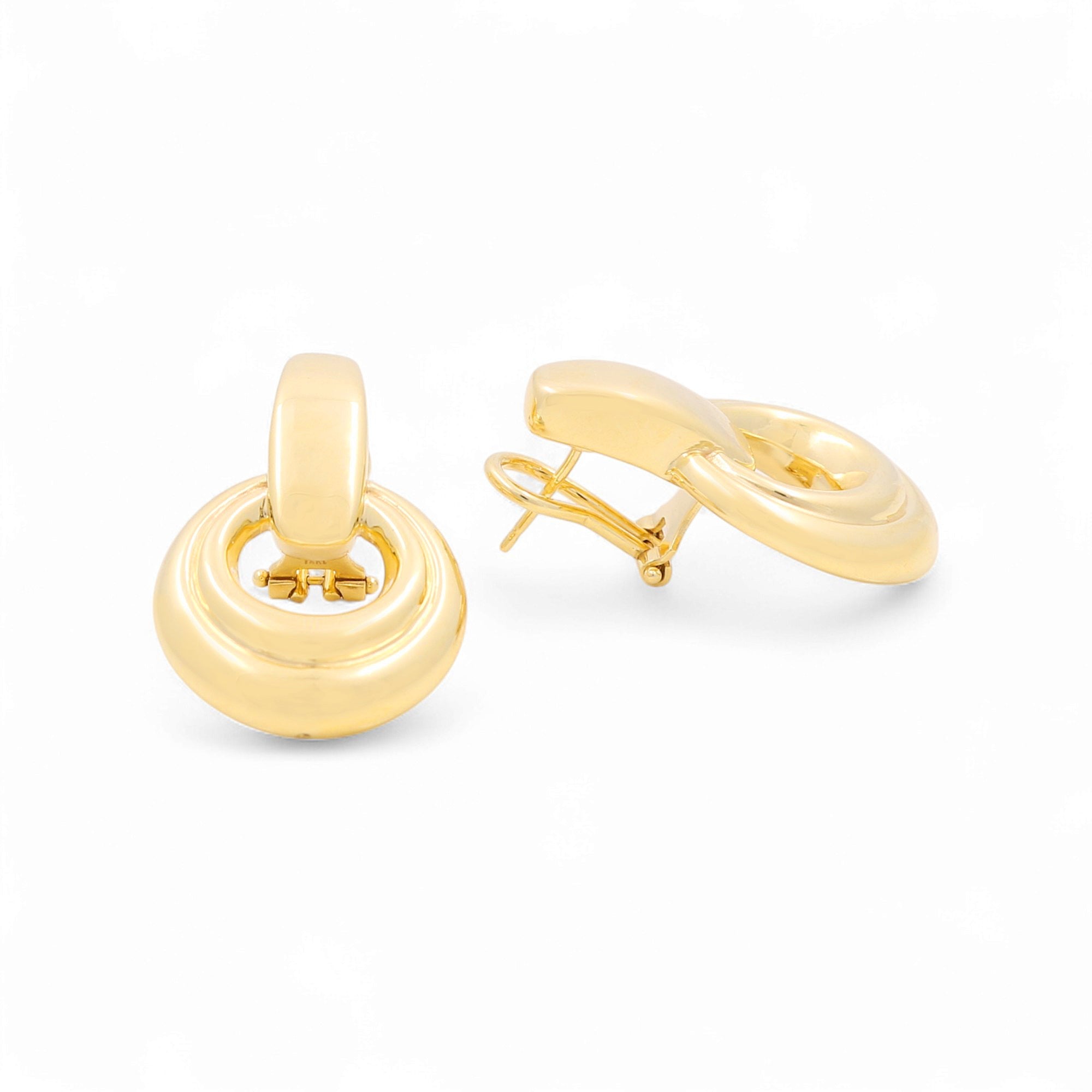 14K Yellow Gold Puffed Door-Knocker Drop Earrings 6.2 g