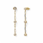 14K Yellow Gold Drop Earrings with 0.24Tw Round Diamonds - Miral Jewelry