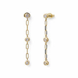 14K Yellow Gold Drop Earrings with 0.24Tw Round Diamonds - Miral Jewelry