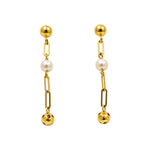 14K Yellow Gold Drop with Pearl Earrings - Miral Jewelry