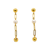 14K Yellow Gold Drop with Pearl Earrings - Miral Jewelry