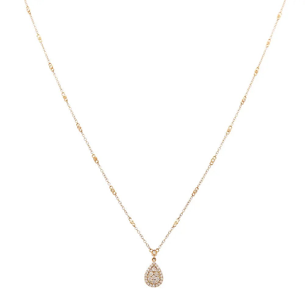 14K Yellow Gold Drop Women's Diamond Necklace - Miral Jewelry