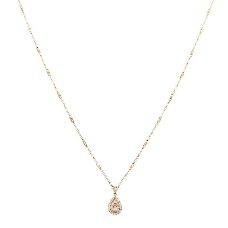 14K Yellow Gold Drop Women's Diamond Necklace - Miral Jewelry