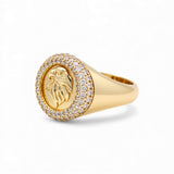 14k Yellow Gold Eagle with Cz Fashion Ring - Miral Jewelry