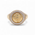 14k Yellow Gold Eagle with Cz Fashion Ring - Miral Jewelry