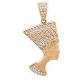 14K Yellow Gold Egyptian Head Pendant with Cubic Zirconias - Miral Jewelry