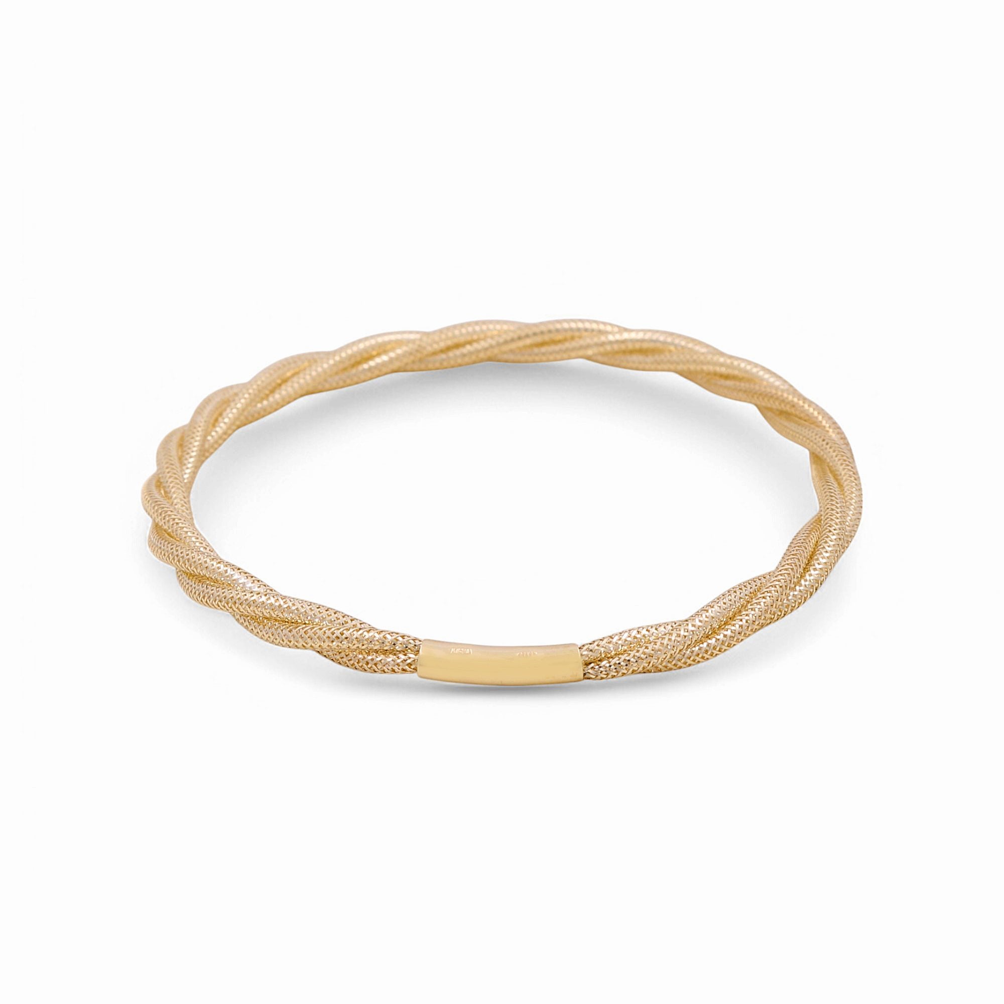 14K Yellow Gold Elastic Bangle Women's Bracelet - Miral Jewelry