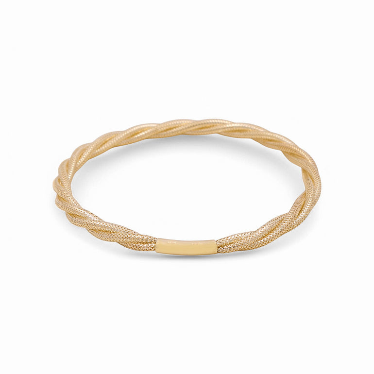 14K Yellow Gold Elastic Bangle Women's Bracelet - Miral Jewelry