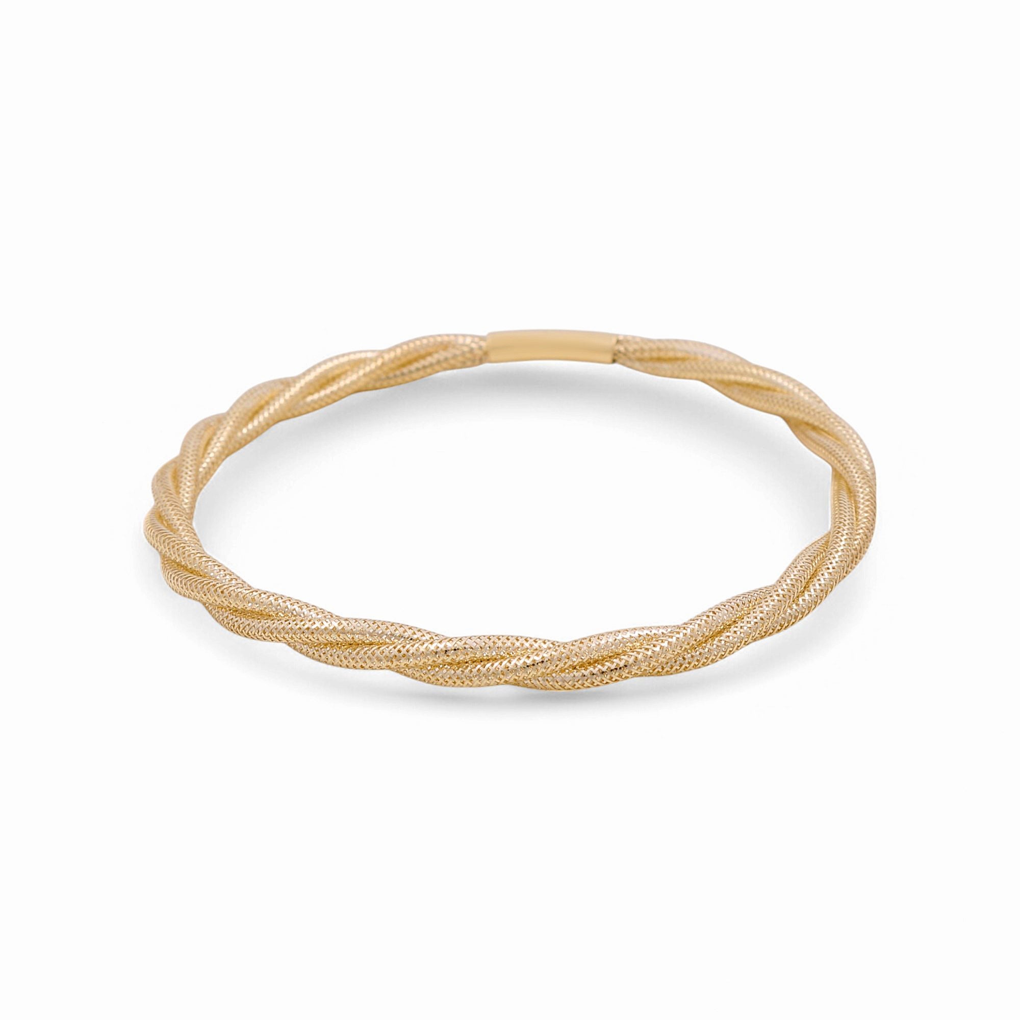 14K Yellow Gold Elastic Bangle Women's Bracelet - Miral Jewelry