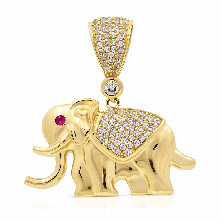 14K Yellow Gold Elephant Women's Pendant - Miral Jewelry