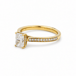 14K Yellow Gold Emerald Diamond Engagement Ring with 0.78Tw Emerald H lf Diamonds and 0.09Tw Round Diamonds - Miral Jewelry