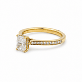 14K Yellow Gold Emerald Diamond Engagement Ring with 0.78Tw Emerald H lf Diamonds and 0.09Tw Round Diamonds - Miral Jewelry