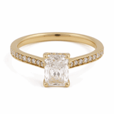 14K Yellow Gold Emerald Diamond Engagement Ring with 1.00Tw Emerald Diamonds and 0.20Tw Round Diamonds - Miral Jewelry