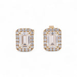 14K Yellow Gold Emerald Earrings with 2.17Tw Emerald Lab Grown Diamond - Miral Jewelry