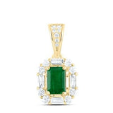 14K Yellow Gold Emerald Pendants with 0.33Tw Baguette and Rounds Diamonds with emerald - Miral Jewelry