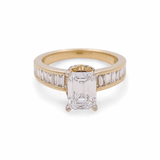 14K Yellow Gold Emerald Rings with 2.00Tw Emerald Lab Diamonds and 0.75Tw Baguette Lab Grown Diamonds - Miral Jewelry